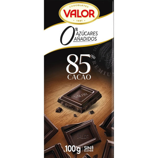 Chocolate negro 85% 0% azúcares añadidos sin gluten VALOR